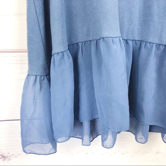 UMGEE USA Blue Layering Ruffle Lace Hem Tank Top S - Picture 4 of 6